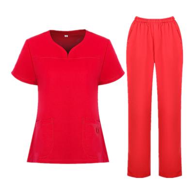 China Eco-Friendly In Low Stock Pockets MOQ 5 94%Polyester/6%Spandex Nursing Uniform Suit New Design Scrubs Set for sale