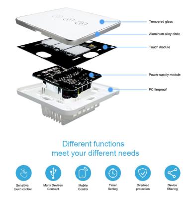 China zigbee smart home products EU stable plug in 1gang/2gang/3gang smart light switch for home automation for sale