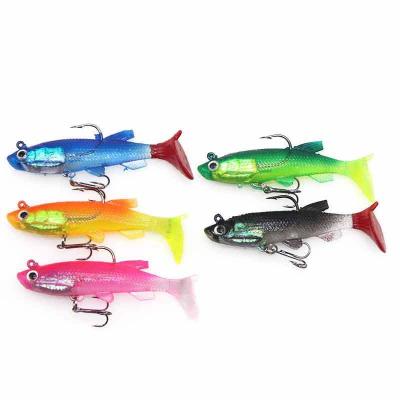 China Artificial PVC Bait 8cm T Tail 12g 3D Eye Lead Fish Soft Bait Luya Lure for sale