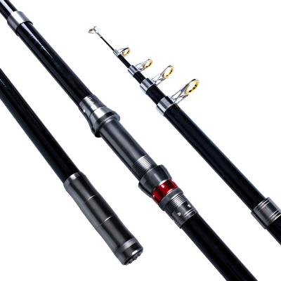 China 2022 New Sea Carbon Full Metal Black Handle Pole Telescopic Surfcasting Fishing Rod for sale