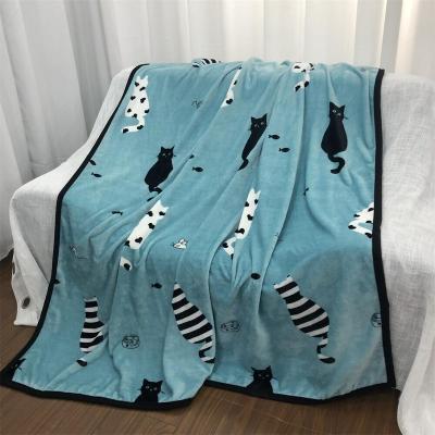 China A81320 Soft Anti-pilling Polyester Ultra-plush Cat Pattern Designer Microfiber Flannel Comfortable Fleece Blanket for sale