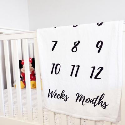 China Soft Monthly Growth Baby Flannel Anti-pilling Milestone Newborn Blanket for sale