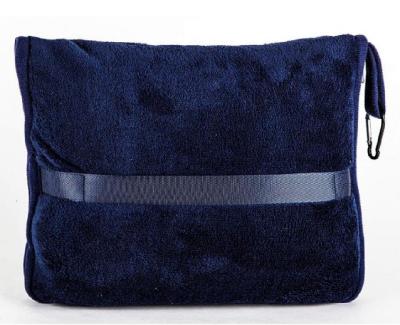 China B81028 Wholesale Navy Blue Flannel Folded Travel Pillow And Air Blanket Set Blanket With Pocket for sale