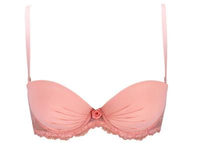 China Pink  Exquisite workmanship Demi Cup Bra  Beautiful Lace Nice Bow for sale