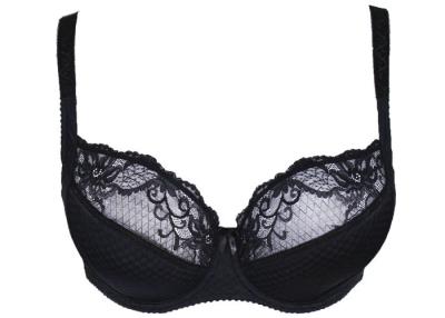 China Delicate Lace 95D Summer Checkered Bra For Bigger Breast , Thin Cup for sale