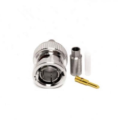 China RF Connector Gold-pin BNC Coaxial Crimp RF Male Coaxial Connector for RG58 LMR195 RG223 Caoxial Cable en venta