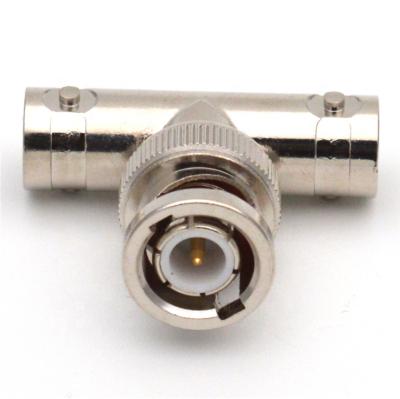 China Male To Female BNC Male Connector T Type Video Adapter To Two BNC Female Connector Te koop