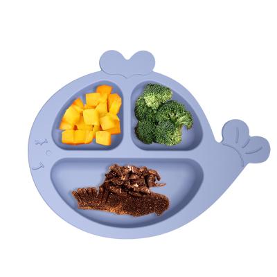 China BPA Free Wellfine New Arrival Silicone Suction Plate Baby Divided Toddler Silicone Suction Plate Safe Kids Dishes for sale