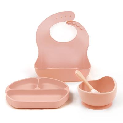 China BPA Free Custom Toddler Silicon Food Feeding Tableware Kids Dinnerware Babies Suction Baby Bowls Spoon Children Silicone Plates Set for sale