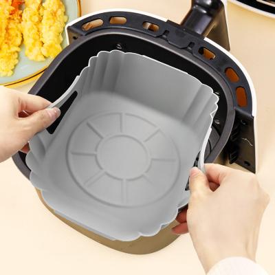 China Sustainable Food Grade Removable Air Fryer Accessories Pot Liner Non Stick Air Fryers Oven Accessories Silicone Bowl for sale