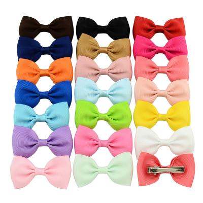 China Daily wear Wholesales hair clips with bow 3 inch solid color hair bows for sale