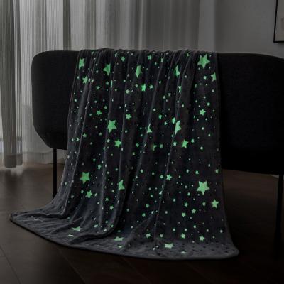 China Disposable Flannel Stars Plush Glow in the Dark Blanket 50x60 for sale