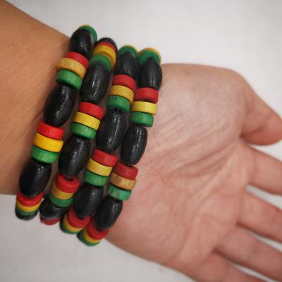 China Cute Wholesale African Rasta Wood Beaded Bracelet for sale