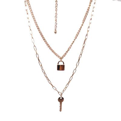 China CLASSIC Gold Plated Lock And Key Jewelry Necklace For Women for sale