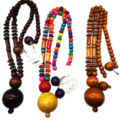 China 2019 African BOHEMIA wooden necklace long for sale