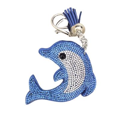 China Cute Dolphin Rhinestone Crystal Keyring Car Key Chain Holder Key Chain Hook Eco-friendly for sale