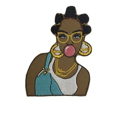 China Sustainable Personalized Custom Made Afro Women Woven Embroidery Patch for sale