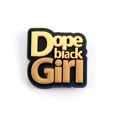 China Shoe Buckle Dope Black Girl Croc Accessories PVC Shoe Charm For Girl for sale