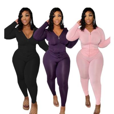 China Sustainable Custom Hoodies 2 Piece Set Womens Hoodies Joggers Long Sleeve Plus Size Jogger Set for sale