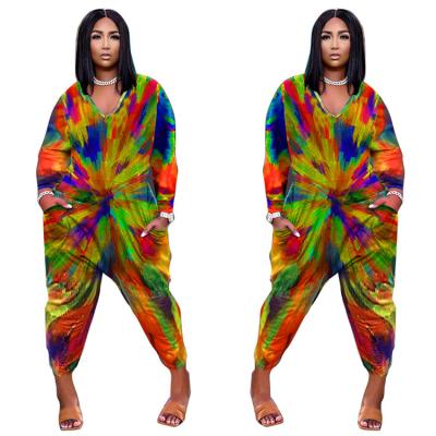 China HB4049 Fashion Sustainable Print Plus Size Jumpsuits For Women Spring Outfits Lady Jumpsuit for sale