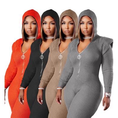 China Sustainable Stylish Hooded Knitted Jumpsuit TK6207 Winter Wear Plus Size Clothing For Women for sale