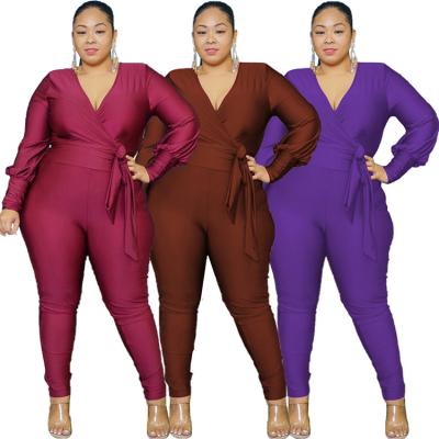 China BX6068 V-Neck Women Jumpsuit Overalls Women's Sustainable Clothing Plus Size Jumpsuits for sale