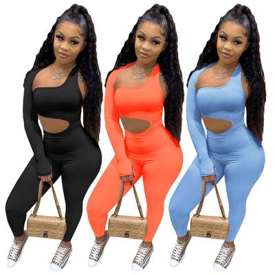 China New Fashion F7530 Cutout Breathable Woman Bodysuits Sexy Yoga Jumpsuit Workout Apparel for sale