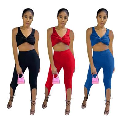 China New Solid Color QUICK DRY Two Piece Irregular Rompers Jogging Suits Gaiters Women Suit for sale