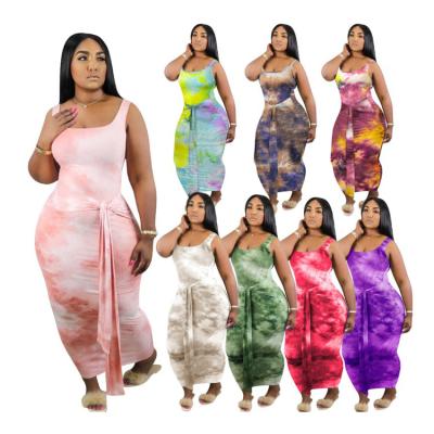 China New 2021 Summer H1361 Breathable Fashion Tie Dye Dress Women Clothes Dress Plus Size Women Dress for sale