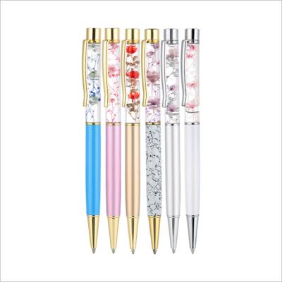 China Popular chosen logo flower creative floating pen floating pen gift box customized floating ball pen gifts for sale