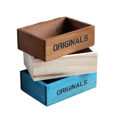 China Disposable wooden material color wooden crate/wooden box Wooden Storage Container for sale