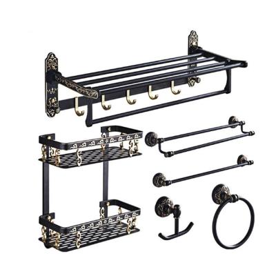 China Heater Black Towel Rack Aluminum Alloy Bath Towel Rack Holder Bathroom Removal Fixer for sale