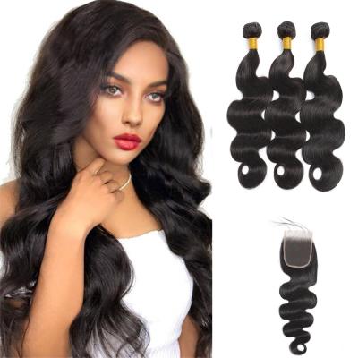 China Peruvian Straight / Wave Hair Bundles With Closure Grade 12a Weave Transparent Lace Closure And Bundles Body Wave Natural Hair Product For Black for sale