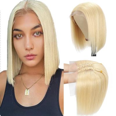 China Short 100% Transparent Bob Lace Natural Brazilian Straight/Body Wave 613 Lead Human Hair Wigs Bob Straight Hair Wigs 5*5 HD Lace Closure for sale