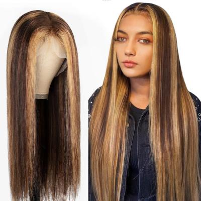 China Wholesale Human Hair 13*6 Straight Brazilian Human Hair Frontal Wigs Ombre Color Wigs Ombre Brown Hair 100% Peruvian Vrigin for sale