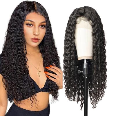 China Straight Deep Wave Hair Raw Wave Cuticle Aligned Lace Front Human Hair Deep Wave 13x4 Indian 13*6 Lace Wig Transparent Virgin Hair Headband for sale