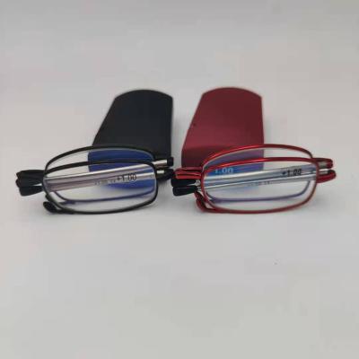 China 2021 Light Weight Fashion Design Reading Glasses Blue Light Simple Simple Folding Reading Glasses With Case for sale