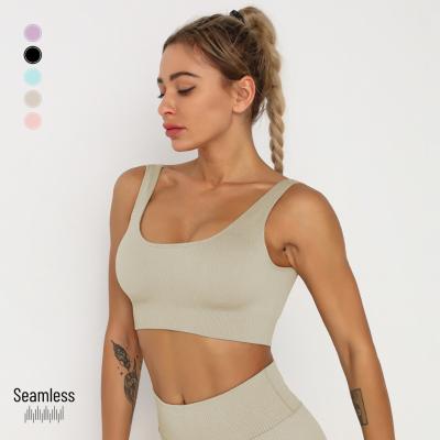 China Tik Tok Yoga Seamless High Print Bra Crop Top Sports Bra Ribbed Breathable Sports Bra for sale