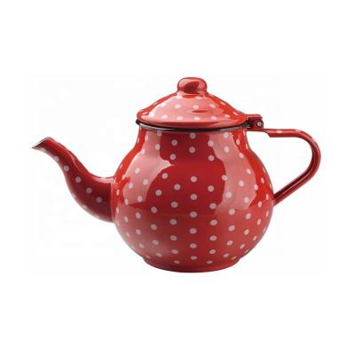 China Wholesale TK515 0.7L Viable Small Size Enamel Teapot Enamel Teapot Fat Kettle for sale