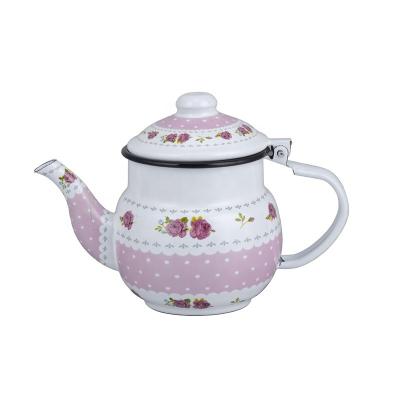 China Sustainable 0.7L Small Enamel Kettle Kitchen Tea Kettle Enamel Teapot for sale