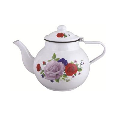 China Sustainable Enamel Teapot Enamel Water Kettle 1.1L Enamel Cup And Teapot for sale