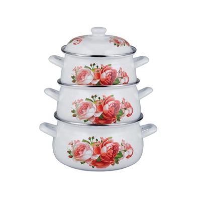 China Zhili 811D Sustainable Enamel Casserole Set Enamel Casserole Cookware Stewpot for sale