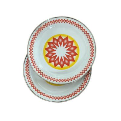 China Sustainable Tableware 205D Enamel Round Dish Enamel Tray for sale