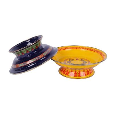 China Sustainable 205D Enamel Round Dish Enamel Cookware Enamel Fruit Tray for sale