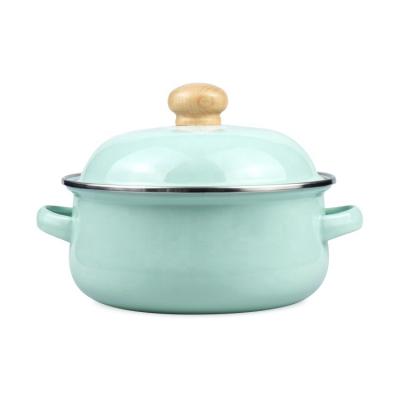 China Viable Green Mint Enamel Cassers Enamel Cookware Set With Part dcal for sale