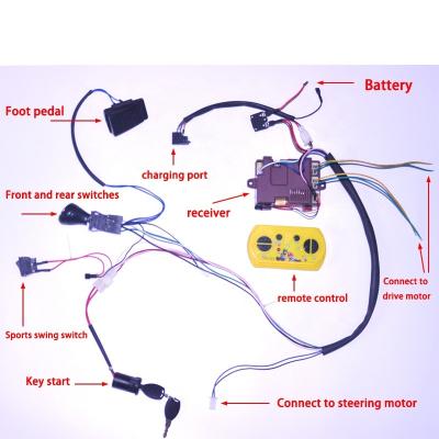 China Ride on self-made toy 6V 12V ride on full set of wiring children's electric car with swing function for sale