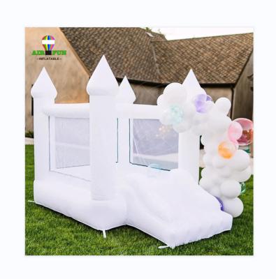 China UV Protective  Flame Retardant  Waterproof Airfun Outdoor Rental Inflatable White Bounce Combo House Inflatable Bouncer Wedding Bouncy Castle With Slide For Kids for sale