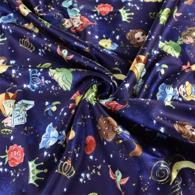 China Hot Selling Silk Fabric Polyester Satin Fabric Cartoon Character Satin Printed Viable Avocado Fabric For Kids Bow Hair Band for sale