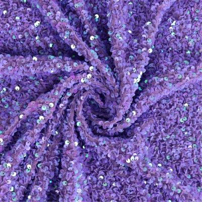 China 4 Way Stretch Embroidery Velvet Luxury Sequin Fabric [Sustainable Sequin Fabric Purple] for sale