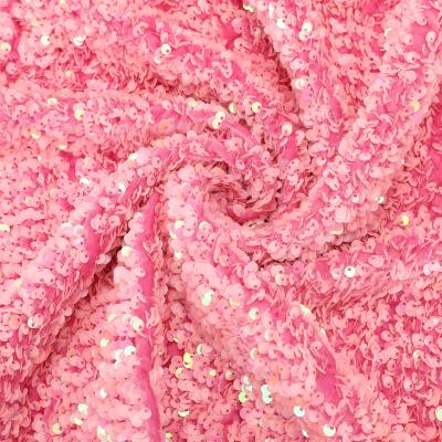 China Viable avocado fabric pink velvet with pink sequin embroidery sequin velvet sequin fabric for garment diy for sale